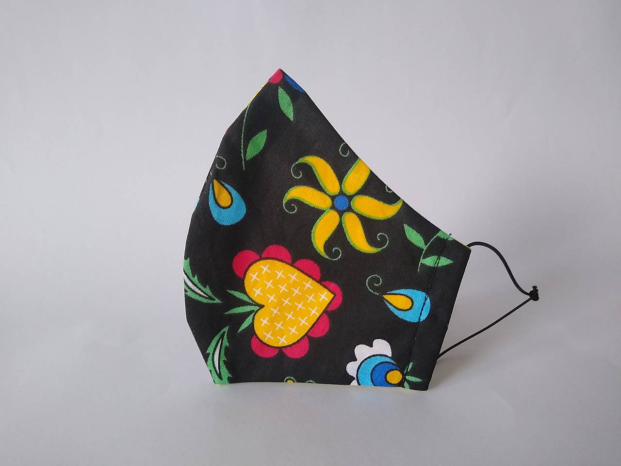 Dizajnové rúško vzor čierne tvarované dvojvrstvové