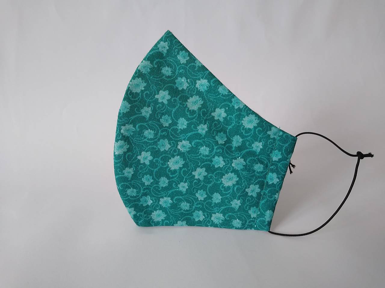 Dizajnové rúško kvietky zelené tvarované dvojvrstvové