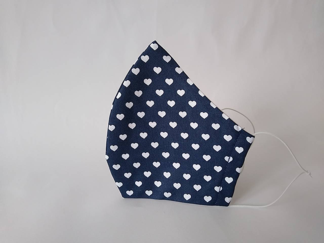 Dizajnové rúško mini srdiečka navy dvojvrstvové