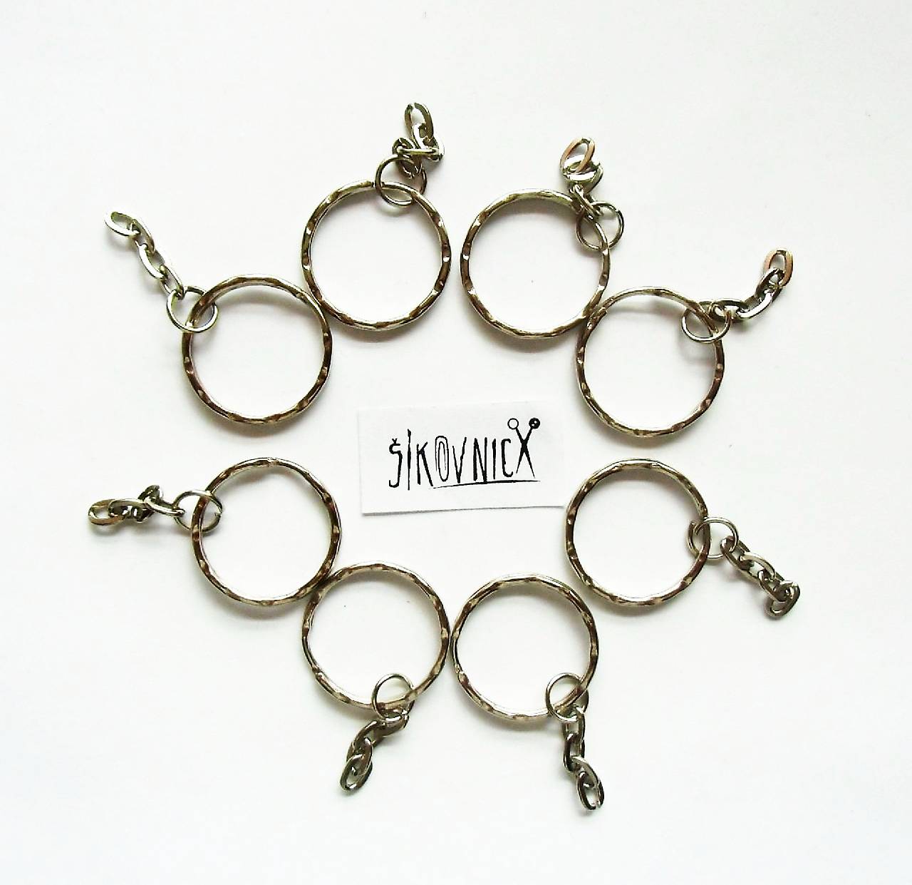 Krúžok na kľúče, základ na kľúčenku s retiazkou, Ø 2,5 cm