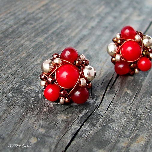 Náušnice - Náušničky KORÁL & JADEIT II - 12526951_