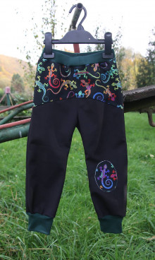 Detské oblečenie - Softshellové nohavice - jašteričky / na objednávku - 12527258_