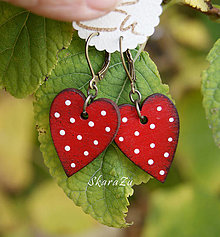 Náušnice - Simple heart dots mini // Red - 12529178_