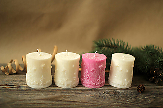 Svietidlá a sviečky - Adventná sada sviečok (Elegant. Biele s radostnou sviečkou) - 12536379_