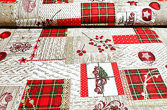 Textil - Dekoračná látka Vianočné darčeky - 12535858_