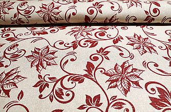 Textil - Dekoračná látka Vianočné ruže červené - 12535878_