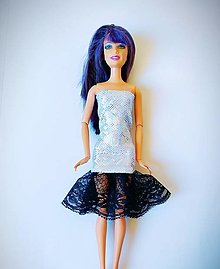 Hračky - Párty šaty s čiernou čipkou pre Barbie - 12532809_