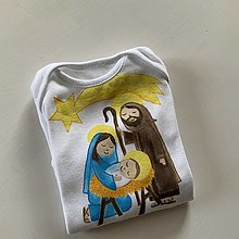Detské oblečenie - Originalna maľba Svätej rodiny na body s nápisom na želanie v kométe (Bez nápisu) - 12536693_