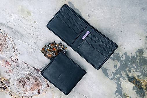 Kožená pánska peňaženka Rhea - čierna (Len na karty / čierny štítok tithana)