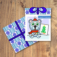 Papiernictvo - Vianočná pohľadnica/darček - ľadový medvedík a kresba (vločkový) - 12536289_