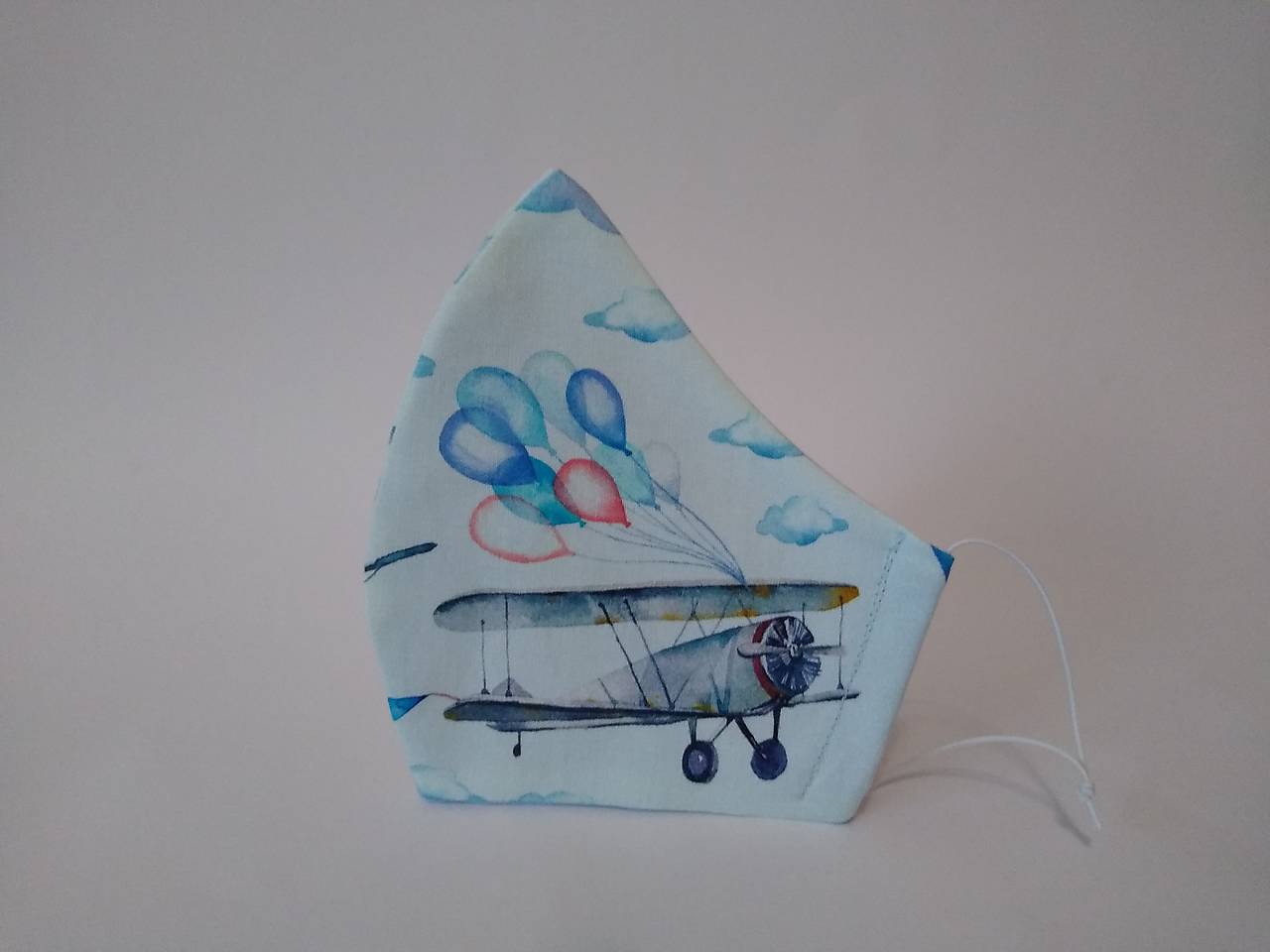 Dizajnové rúško lietadlo výberová bavlna dvojvrstvové tvarované