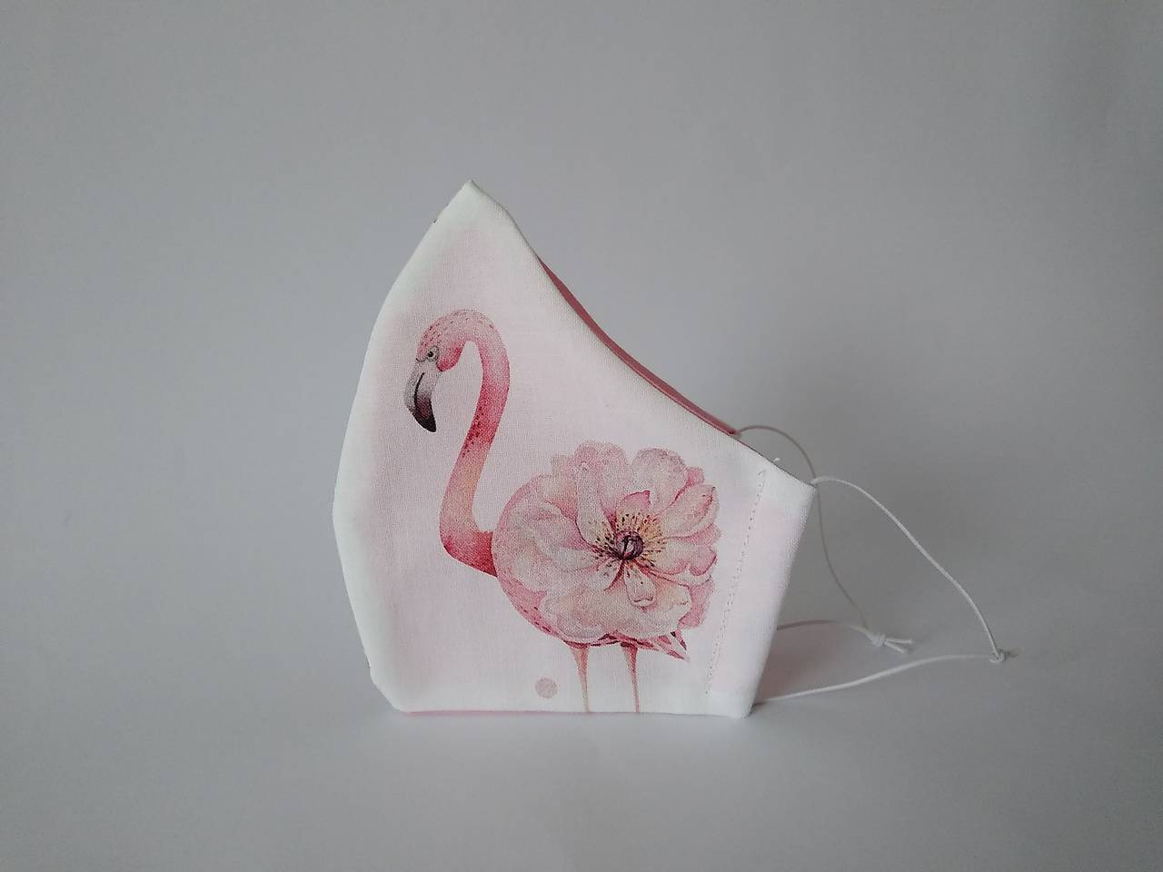 Dizajnové rúško plameniak výberová bavlna dvojvrstvové tvarované