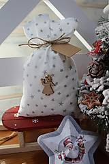 Úžitkový textil - Vianočné vrecko snehuliak (anjelik) - 12539283_
