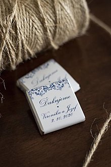 Darčeky pre svadobčanov - Svadobné čokoládky - "Folk - modrá" - 12539332_
