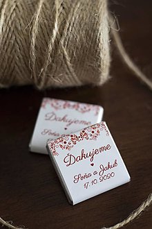 Darčeky pre svadobčanov - Svadobné čokoládky - "Folk - červená" - 12539335_