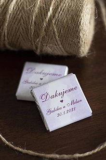 Darčeky pre svadobčanov - Svadobné čokoládky "fialová" - 12539353_
