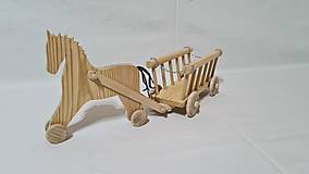Hračky - Drevený koník s vozom - 12542327_
