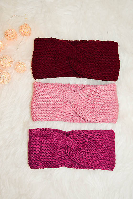 Čiapky, čelenky, klobúky - Merino CHiC... TWiST čelenky...  (cyklamenová) - 12546834_
