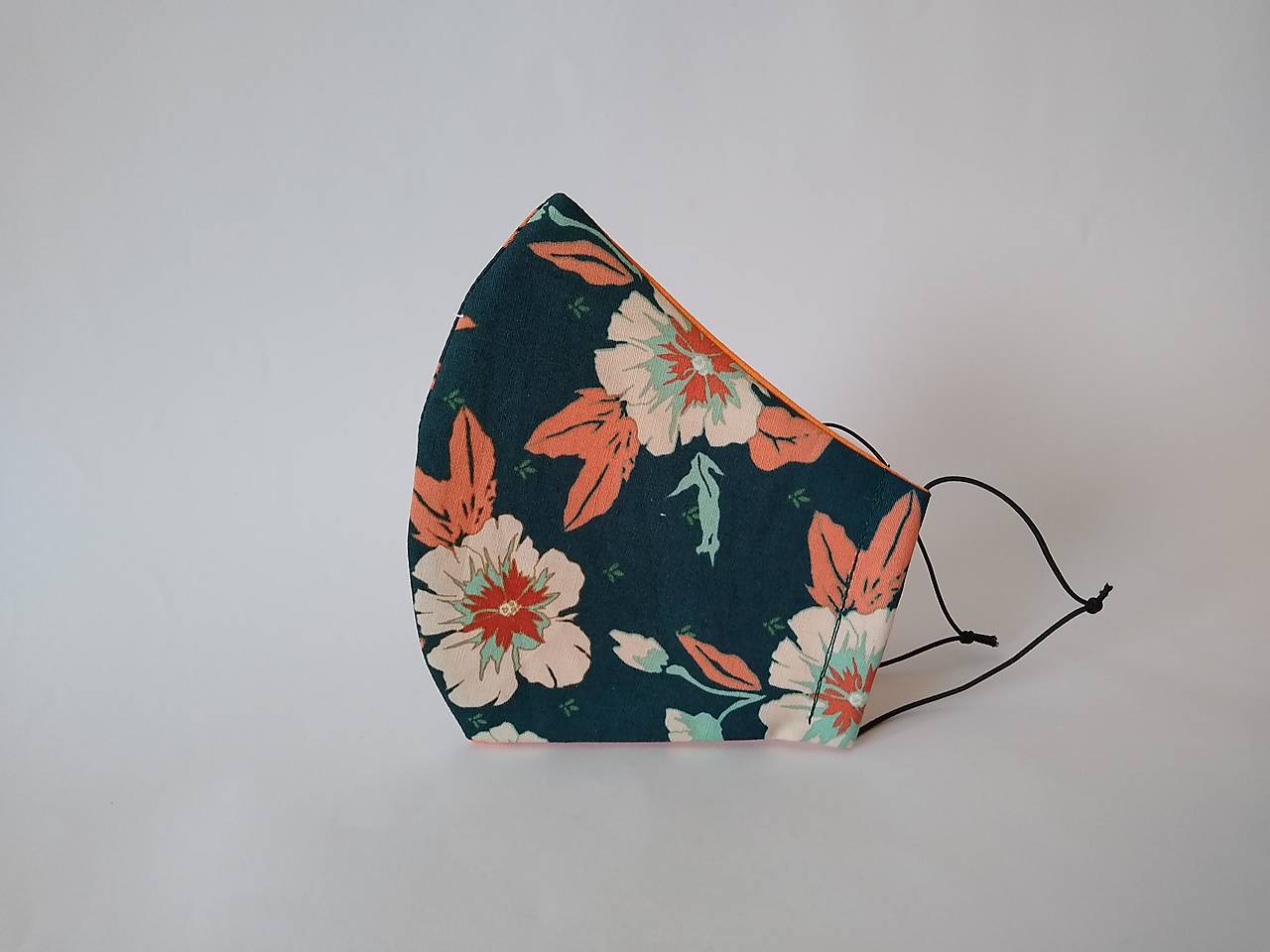 Dizajnové rúško kvety orange tvarované dvojvrstvové