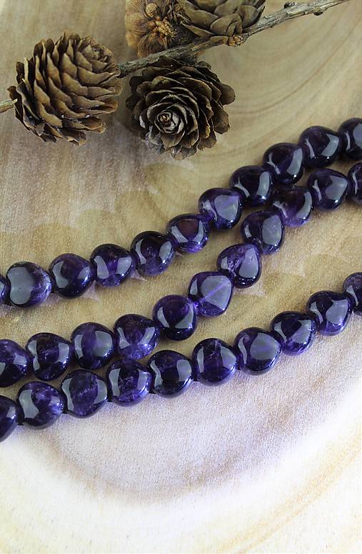 Minerály - ametyst korálky srdiečka 12mm, AKCIA za 10ks - 12546223_