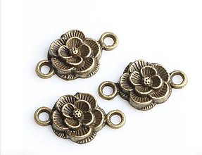 Komponenty - Medzikus kovový kvet 12 x 20 mm, 1 ks (bronz) - 12544758_