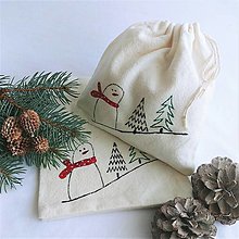Úžitkový textil - Vianočné vrecúško - snehuliak - 12545918_