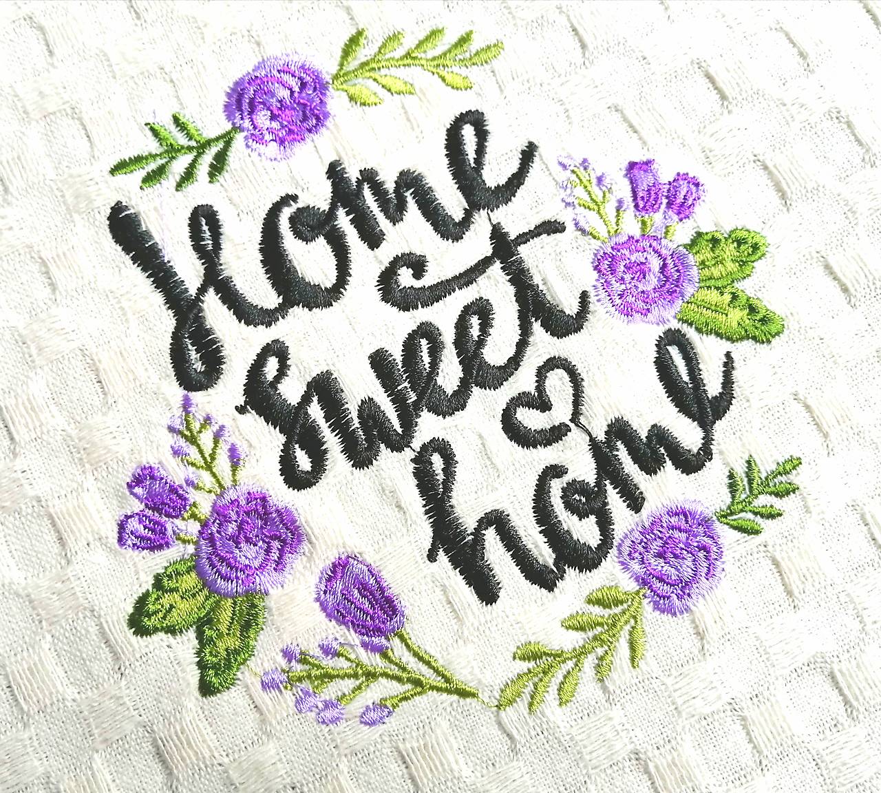 Vaflová utierka s krajkou "Home sweet home" 