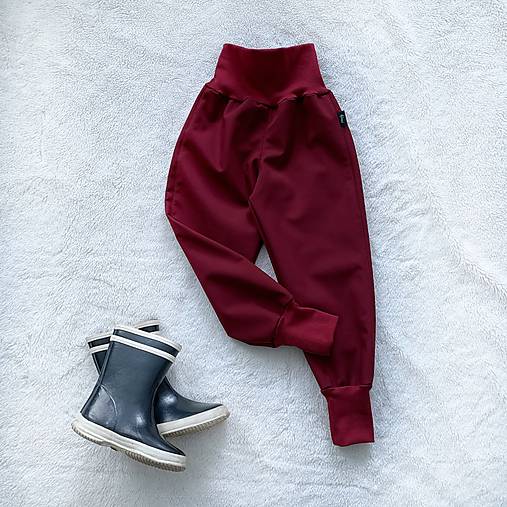 Detské oblečenie - Zimné softshellové nohavice bordové - 12549289_