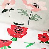 Textil - makové kvety, 100 % bavlna Poľsko, šírka 160 cm - 12556523_