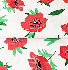 Textil - makové kvety, 100 % bavlna Poľsko, šírka 160 cm (červené kvety) - 12556534_