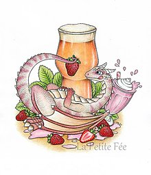 Kresby - Pivný drak "Strawberry Milkshake IPA" - reprodukcia - 12554214_