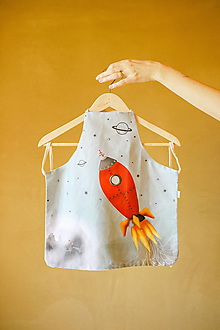 Detský textil - Zásterka Raketa s autorskou grafikou - 12557304_