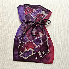 Úžitkový textil - Hodvábne vrecúško batikované  (Fialová) - 12558046_