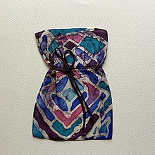 Úžitkový textil - Hodvábne vrecúško batikované  (Tyrkysová) - 12558047_