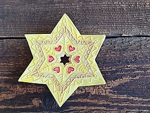 Nádoby - Vianočná mydlovnička Hviezda farebná (Žltá mydlovnička) - 12563510_