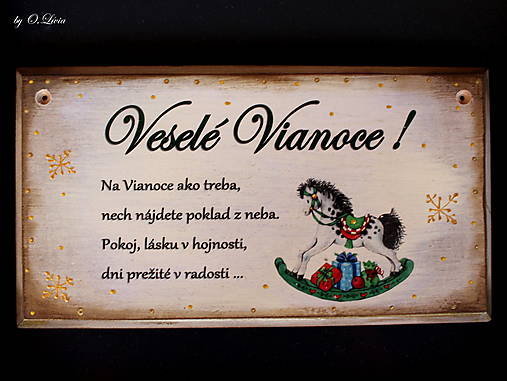 Vianočná tabuľka - Vintage koník
