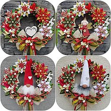 Dekorácie - Vianočný veniec v tradičných farbách, škriatok, srdiečko alebo anjelik - 12560649_