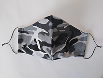 Dizajnové rúško maskáč šedé tvarované dvojvrstvové