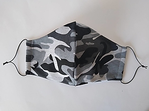 Rúška - Dizajnové rúško maskáč šedé tvarované dvojvrstvové - 12566277_
