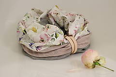 Šály a nákrčníky - Exkluzívny kvetinový dámsky nákrčník zo 100% ľanu "Rosie" - 12566045_