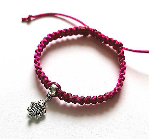 Náramky - Detské s príveskom "včielka" (fuchsia) - 12568257_