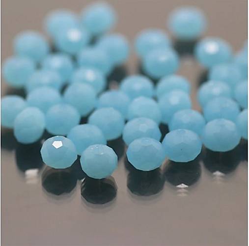 Korálky - Sklenené korálky 4 x 6 mm, 50 ks balenie (svetlo modré) - 12566325_