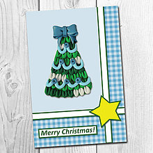 Papiernictvo - Vianočná pohľadnica s FIMO vianočným stromčekom (girlandy) - 12565634_