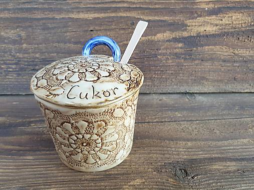 Nádoby - Dózy Sedmikráska béžovo-hnedá 300ml (Dóza Cukor) - 12573915_