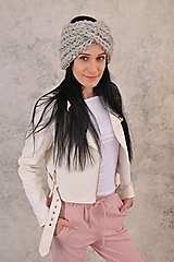 Čiapky, čelenky, klobúky - Chunky čelenka Snow -100 % vlna - 12570364_