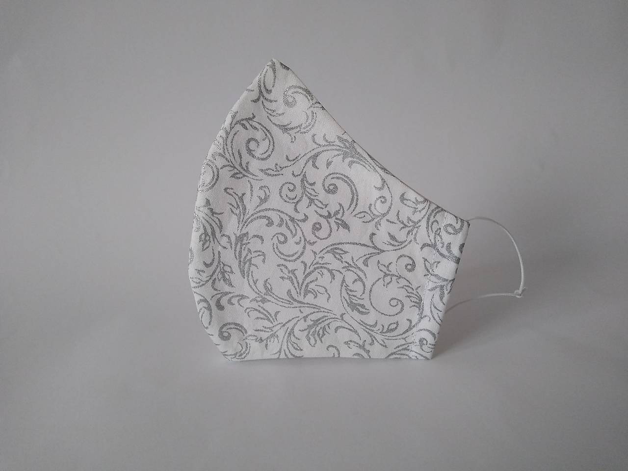 Dizajnové rúško ornament biele tvarované dvojvrstvové
