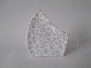 Rúška - Dizajnové rúško ornament biele tvarované dvojvrstvové - 12570846_