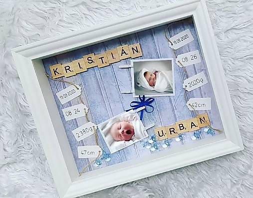 Tabuľky - Personalizovaný rámik- NEWBORN 2 deti - 12575869_