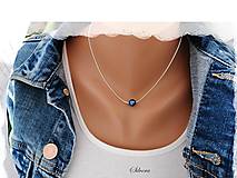 Náhrdelníky - Stieborný 925 náhrdelník s perlou, farba hlbokého oceánu - 12574838_
