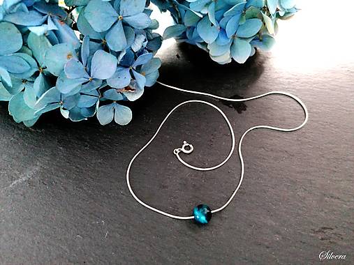 Náhrdelníky - Strieborný 925 náhrdelník Tygrie oko Sky blue - 12574033_
